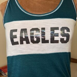 Teal and White Eagles Tank Top by Majestic Fan Fashion in Small